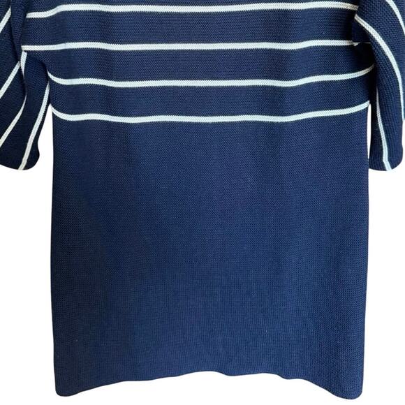 Tory Burch Striped Sweater Top Knitted Cashmere Silk Navy Blue White Size Medium - Picture 4 of 12